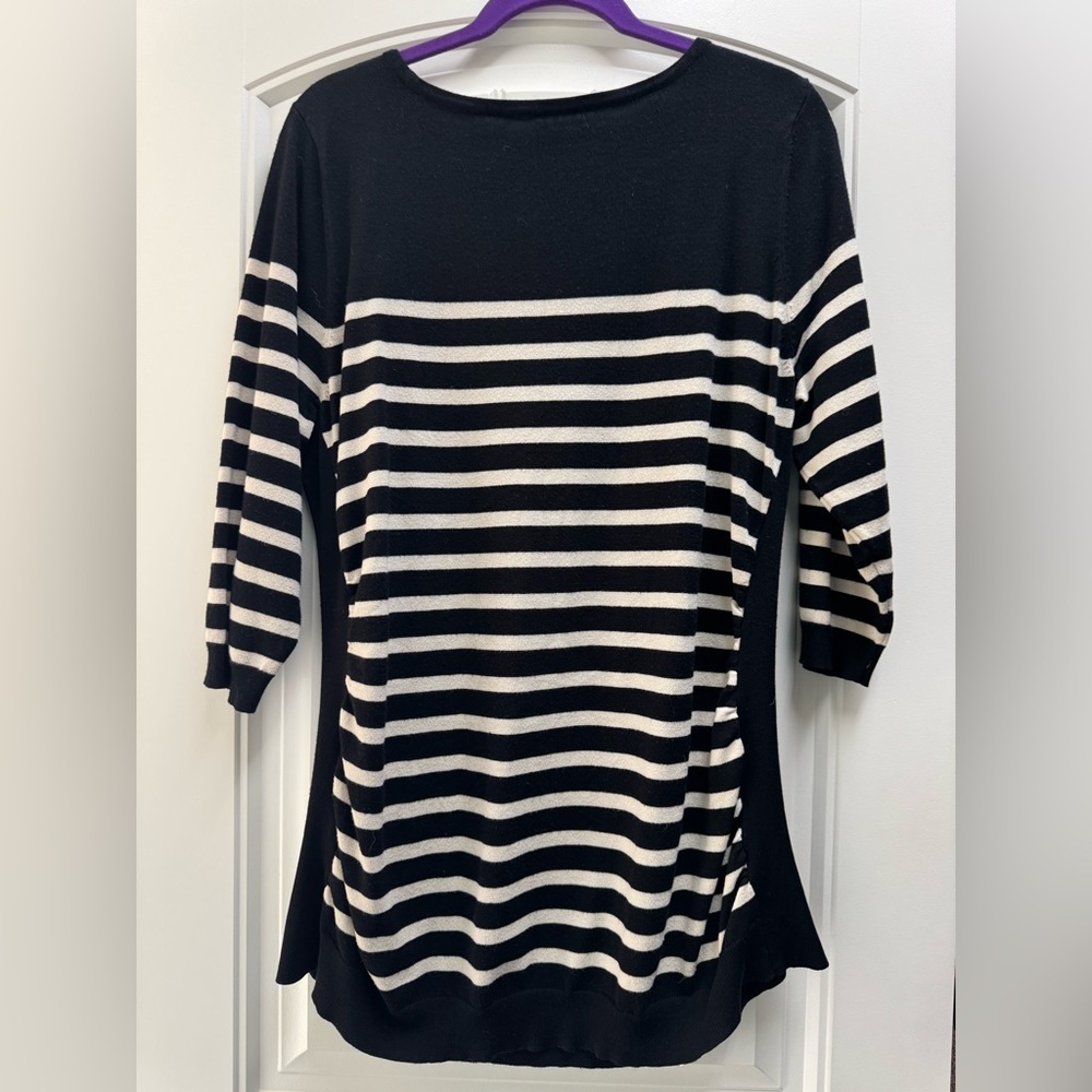 Maurices Black and White Cuffed 3/4 Sleeve Sweater - Picture 2 of 7
